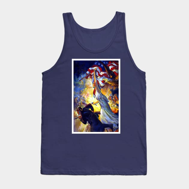 Lady Liberty with American Flag Tank Top by MasterpieceCafe